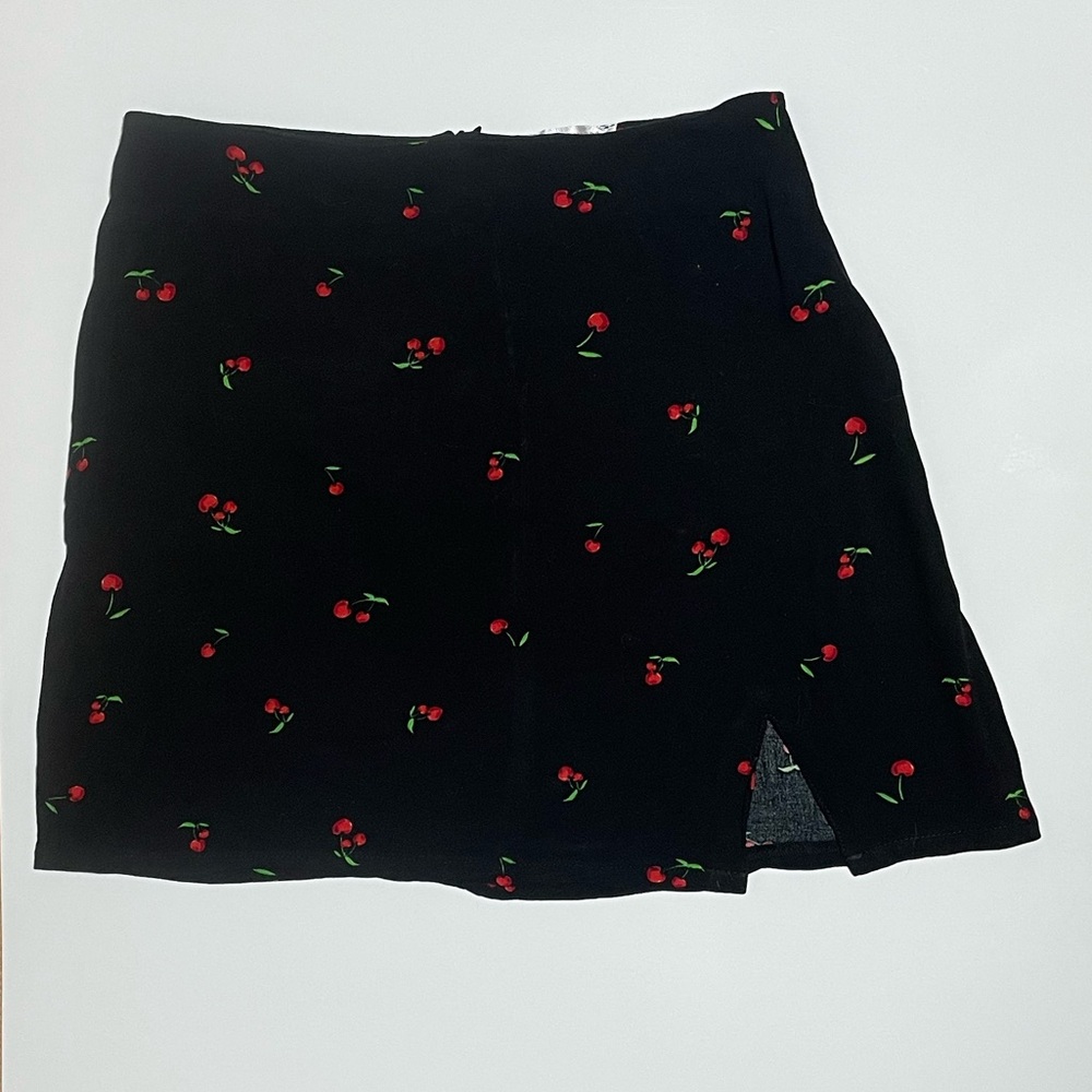 Cherry Print High-Waisted Mini Skirt